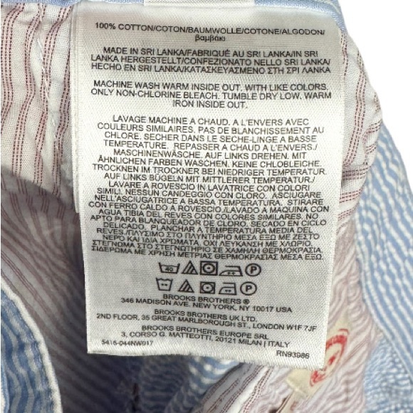 Brooks Brothers Men’s Size 35 Blue and White Pleated Seersucker Bermuda Shorts - Picture 9 of 9